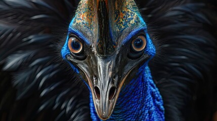 Close-Up Portrait of a Cassowary's Face