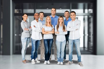 Wall Mural - Happy group of business people in office