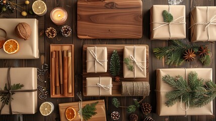 Wall Mural - A stack of presents with a candle in the middle