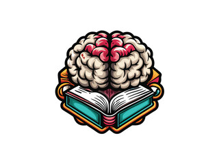 A colorful brain resting on an open book in a digital art style.