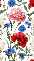 Wall Mural - Seamless floral pattern with wildflowers.