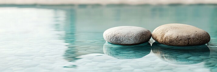 Wall Mural - Zen stone with reflection of stones in the water