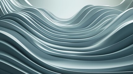 Wall Mural - Flowing Waves Abstract Background, Blue 3D Rendered Image