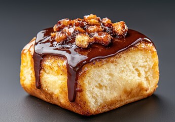 Poster - Delicious chocolate-covered donut with caramelized crumbs