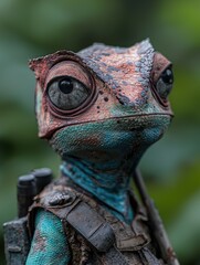 Poster - Close-up of a colorful chameleon with intricate patterns