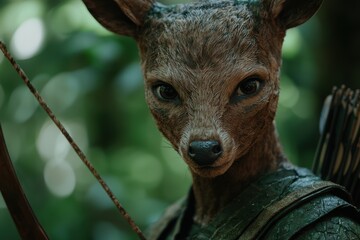 Poster - close-up portrait of a deer in the forest