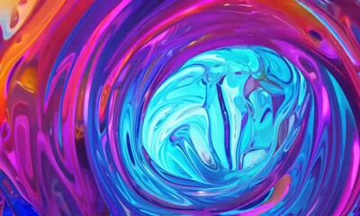 Poster - Abstract, colorful, swirling patterns that resemble a kaleidoscope or liquid moving in slow motion. The colors shift and change, creating a mesmerizing and dynamic visual effect.