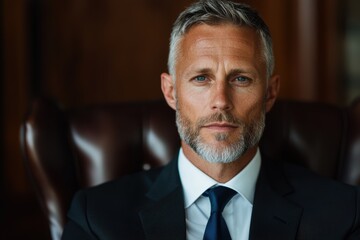 Canvas Print - Confident businessman with gray hair and beard