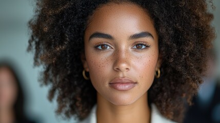 Poster - portrait of a beautiful young woman with curly hair