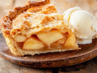 Poster - Delicious homemade apple pie with vanilla ice cream