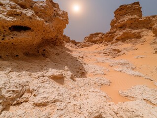 Poster - Dramatic desert landscape with rugged rock formations