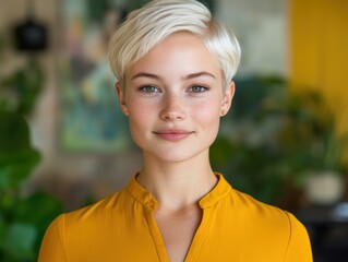 Poster - portrait of a young woman with blonde hair