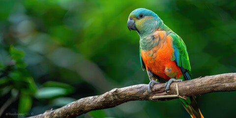 Canvas Print - A Red bellied Parrot Poicephalus rufiventris perched on a tree branch