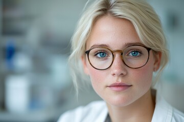 Canvas Print - Thoughtful young woman with glasses