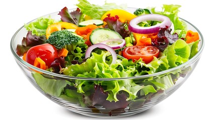 Fresh and Colorful Vegetable Salad in a Glass Bowl