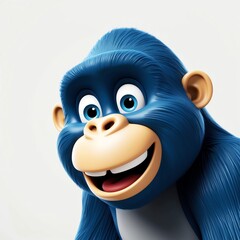 Poster - smiling cute gorilla 3d cartoon character on plain white background 200