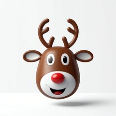 Wall Mural - smiling cute reindeer 3d cartoon character on plain white background 347