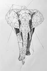 Wall Mural - Geometric line art drawing of an elephant.