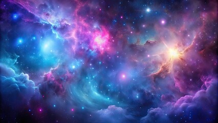 Wall Mural - cosmic nebula abstract background with deep blues, purples, and pinks , galaxy, celestial, space, et