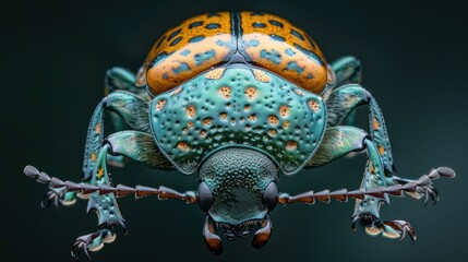 Wall Mural - Close-Up of a Green and Orange Beetle