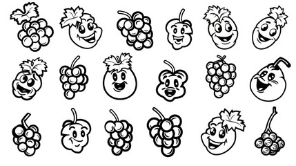 Canvas Print - Cartoon grapes with happy faces.