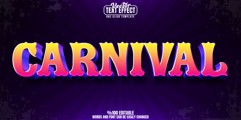 Wall Mural - Carnival editable text effect, customizable festival and celebration 3d font style