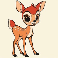 Poster - Cute cartoon deer with big eyes and a friendly smile.