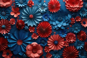 Wall Mural - USA Independence Day Paper Fan and Pinwheel Banner Design for Memorial Day Celebrations