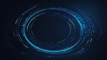 Digital abstract image featuring a central circular element with a glowing blue core, surrounded by a gradient of lighter blue rings