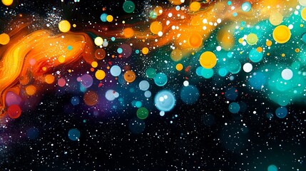 Wall Mural - Abstract colorful swirling colors and dots.