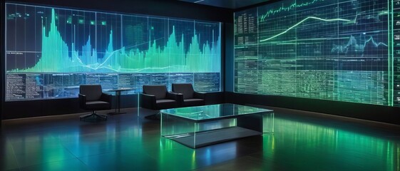 holographic data graphs and chart business office