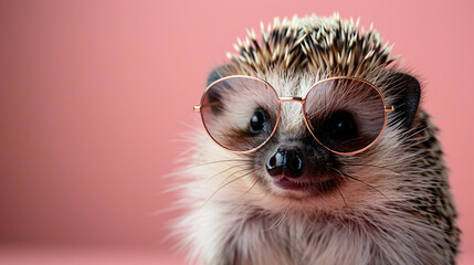 Cool Hedgehog in Stylish Sunglasses - Adorable Animal Portrait with Copy Space for Text