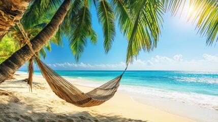 Canvas Print - Relaxing Hammock on a Tropical Beach