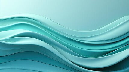 Wall Mural - A 3D illustration of waves in ocean. The color palette is predominantly turquoise and blue.