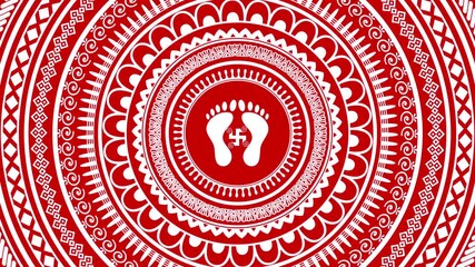 Wall Mural - lakshmi mata footprint with mandala pattern diwali animation