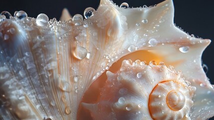 Wall Mural - Seashell with Dew Drops