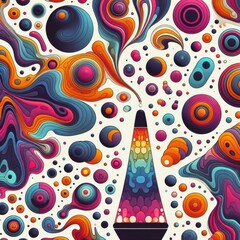 Naklejka na meble Multicolored lava lamp with swirling, hypnotic patterns, ideal for retro and psychedelic themes.