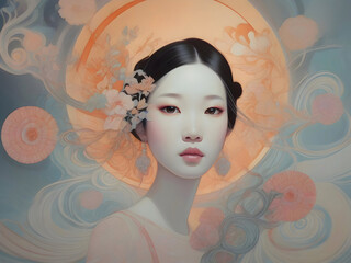 Regal Asian Lady Illustration Art