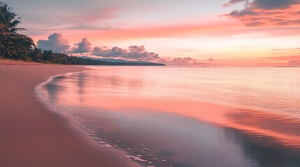 Sticker - Pink Sunset Over a Tranquil Beach