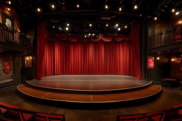 Wall Mural - stage with red curtains and spotlight