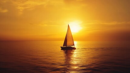 Wall Mural - Sailboat at Sunset