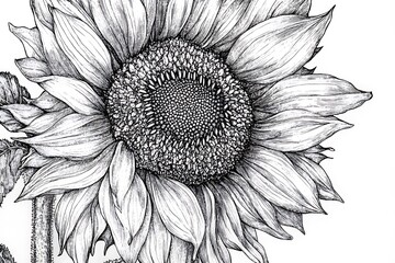 Canvas Print - black and white sunflower