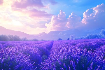 Sticker - lavender field in the morning