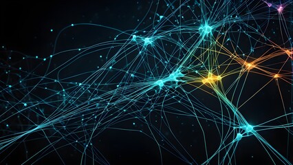 A colorful image of a brain with many lines and dots