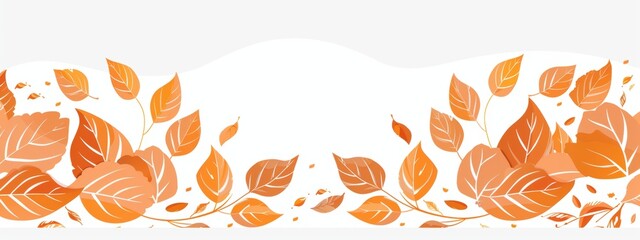 Wall Mural - Border with orange leaves, blank page