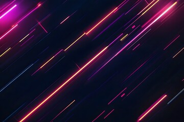 Wall Mural - diagonal neon lights streaking through a dark background for modern abstract illustration