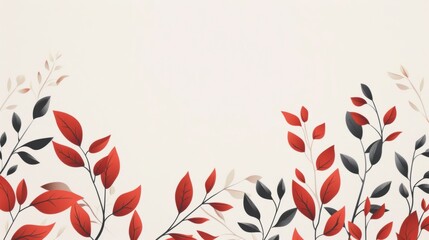 Wall Mural - Border image with orange leaves