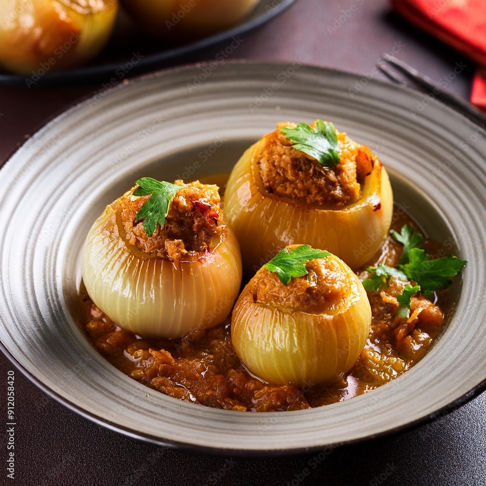 Indian traditional dish stuffed onion Stock Photo | Adobe Stock