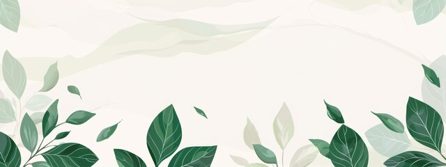 Wall Mural - Border with green leaves, blank page