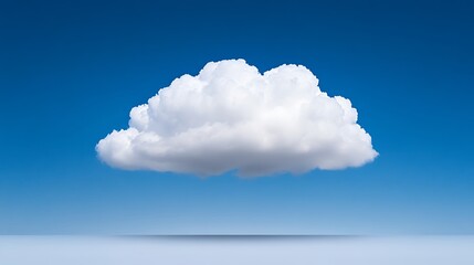 Wall Mural - isolated white cloud against a deep blue sky, vast empty space, dramatic lighting